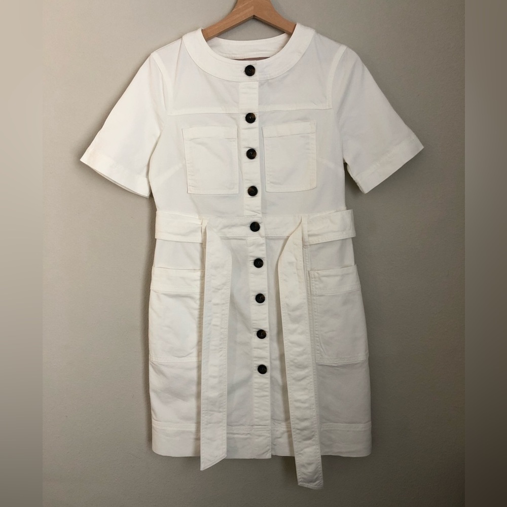 Boden Belted Button Down Cotton Twill Shift Dress Size 6R Safari Dress